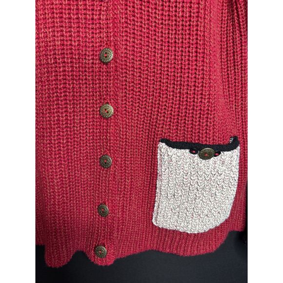 Margaret Winters Boho Classic Colorblock Patchwork Chunky Knit Sweater Cardigan - Picture 5 of 9